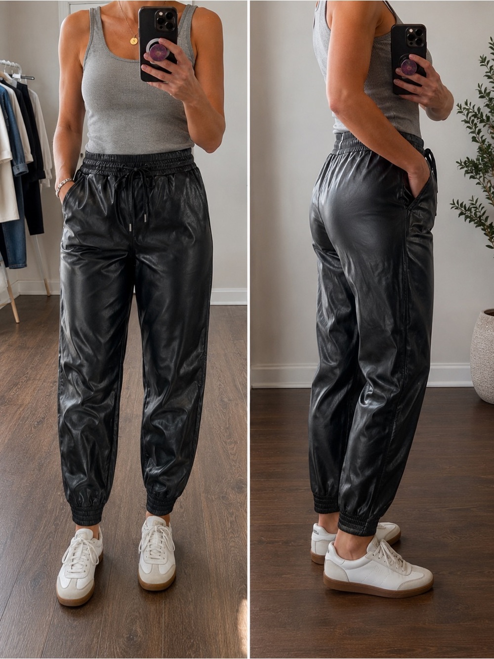 Zara Faux Leather Jogger Pants Black XS / US 24